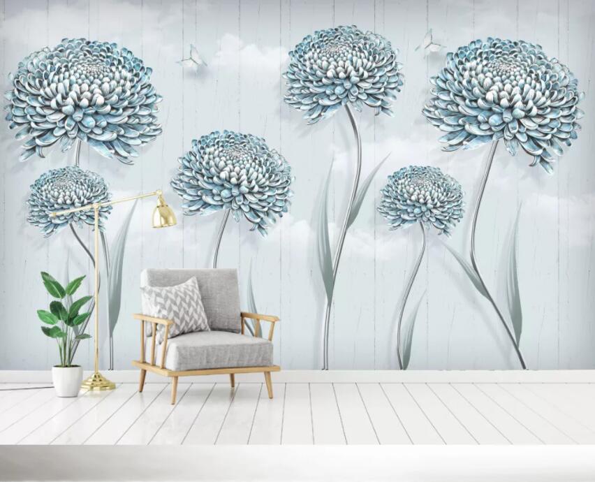 3D Silver Flower 116 Wall Murals Wallpaper AJ Wallpaper 2 