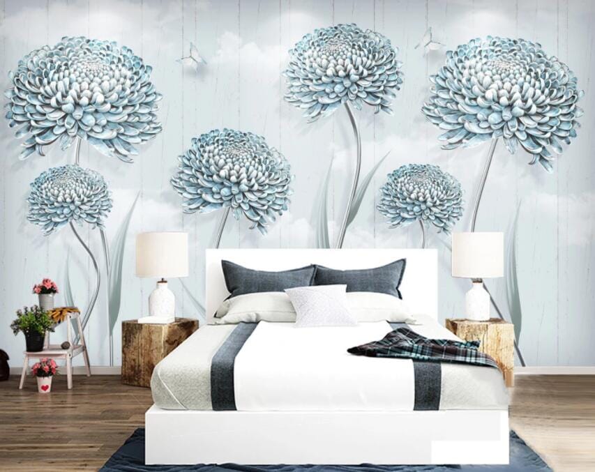 3D White Flowers 1516 Wall Murals Wallpaper AJ Wallpaper 2 