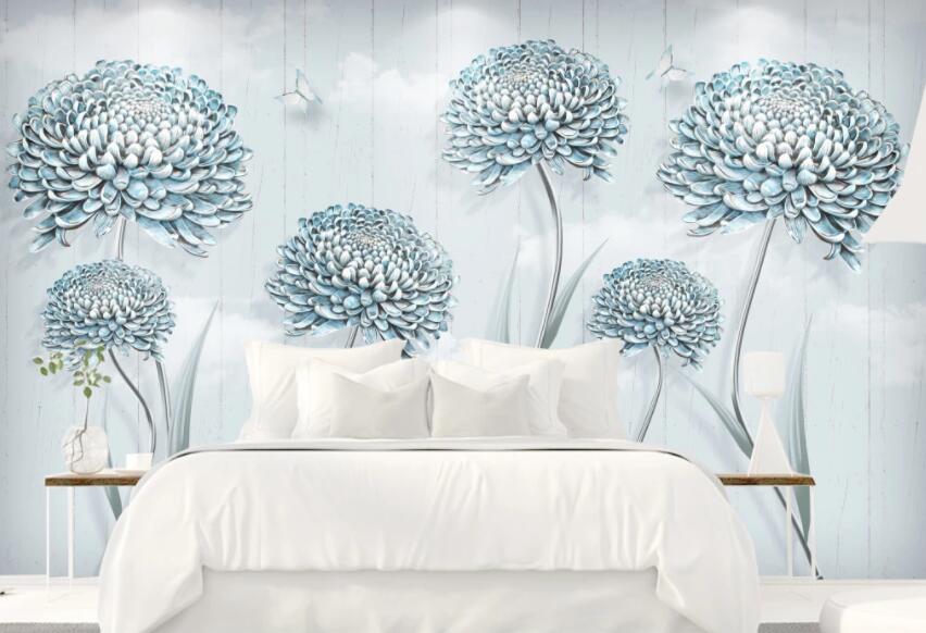 3D Silver Flower 116 Wall Murals Wallpaper AJ Wallpaper 2 