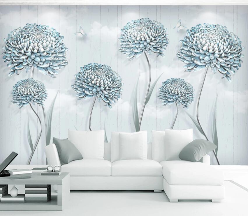 3D Silver Flower 116 Wall Murals Wallpaper AJ Wallpaper 2 