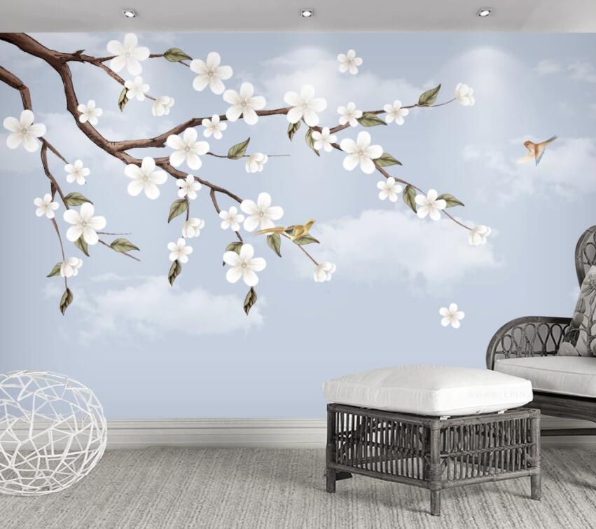 3D White Flowers 114 Wall Murals Wallpaper AJ Wallpaper 2 