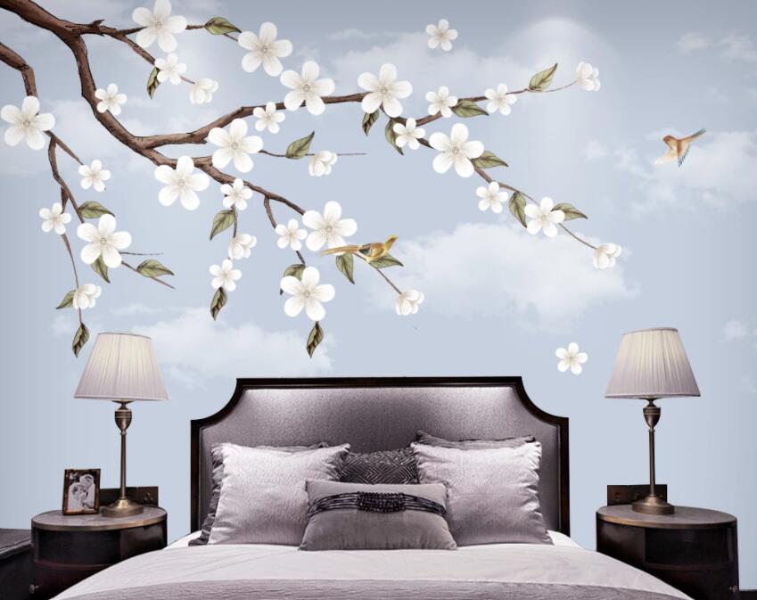 3D White Flowers 114 Wall Murals Wallpaper AJ Wallpaper 2 