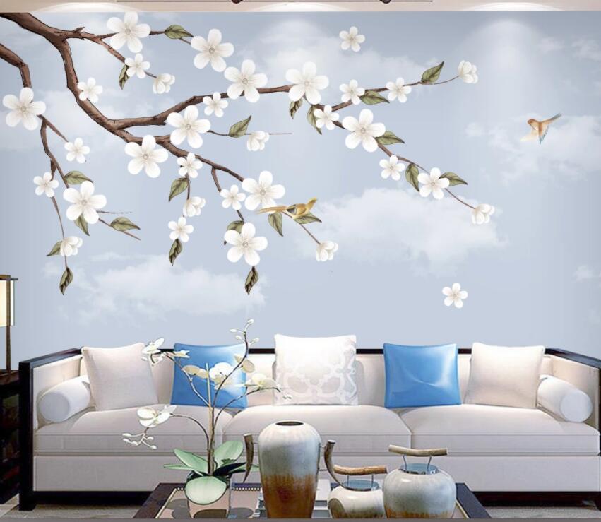 3D White Flowers 114 Wall Murals Wallpaper AJ Wallpaper 2 