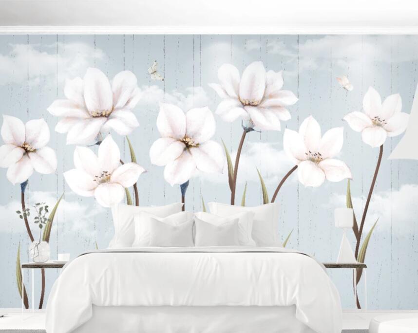 3D White Flowers 113 Wall Murals Wallpaper AJ Wallpaper 2 