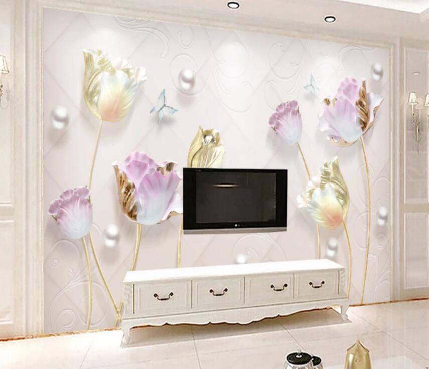 3D Pearl Lotus 1505 Wall Murals Wallpaper AJ Wallpaper 2 