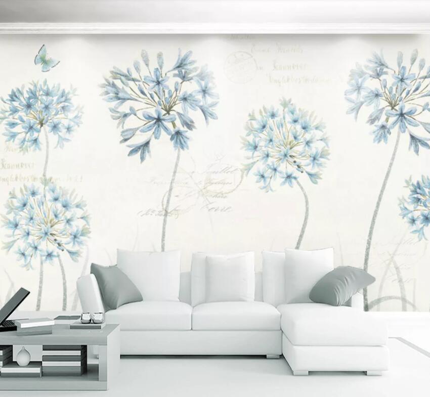 3D Blue Flowers 102 Wall Murals Wallpaper AJ Wallpaper 2 