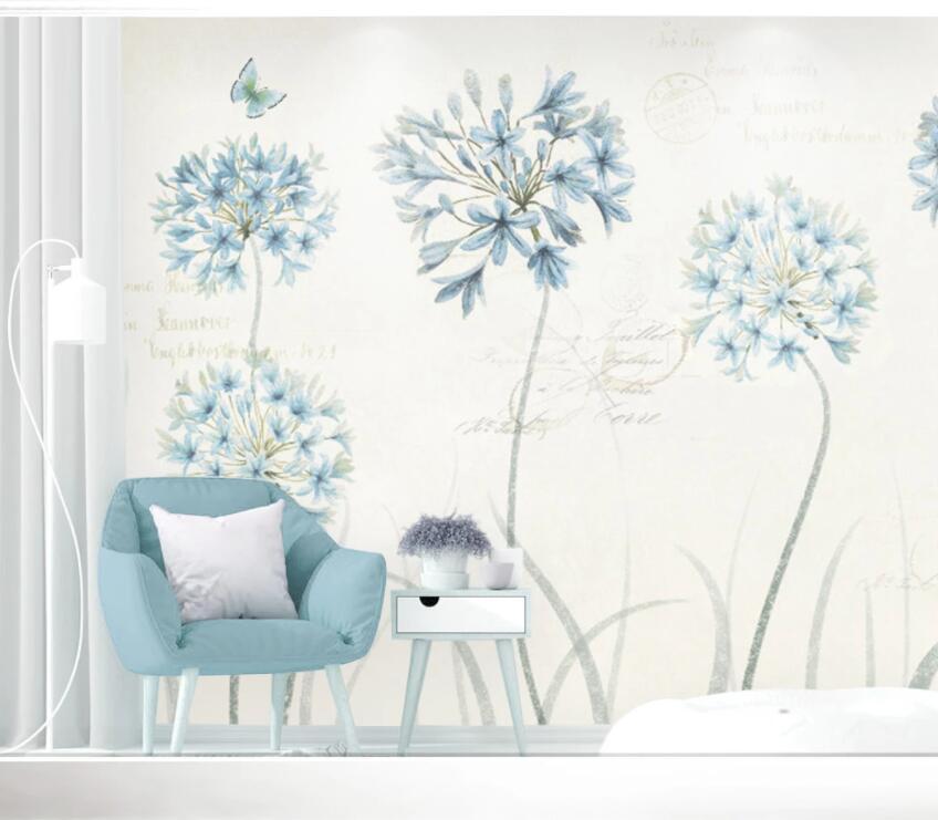3D Blue Flowers 102 Wall Murals Wallpaper AJ Wallpaper 2 