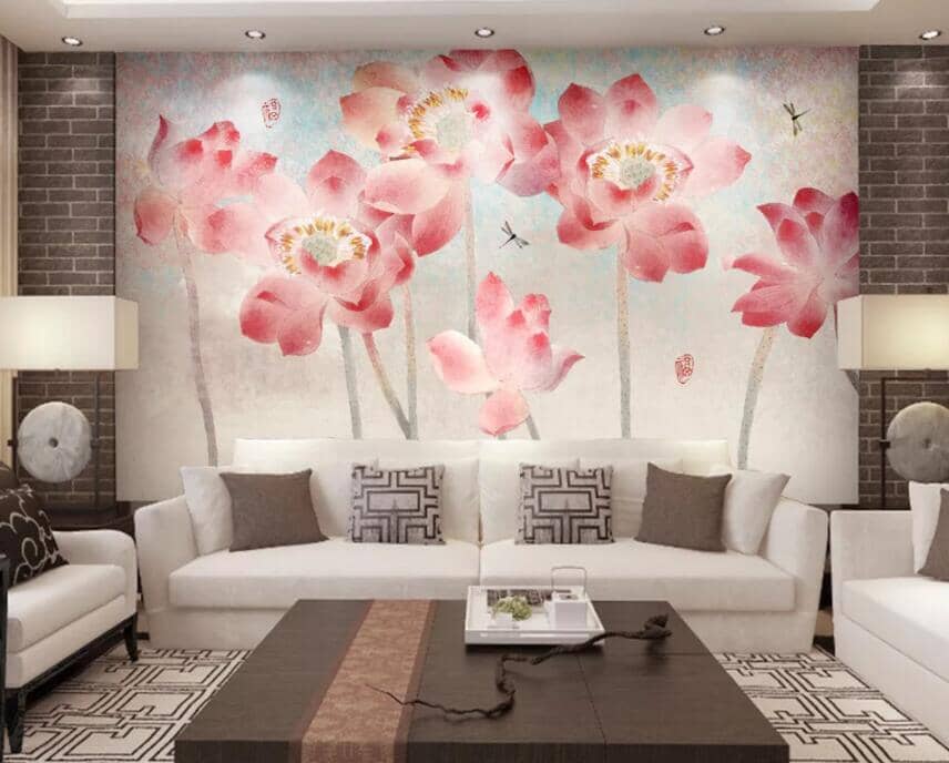 3D Painted Lotus 1500 Wall Murals Wallpaper AJ Wallpaper 2 