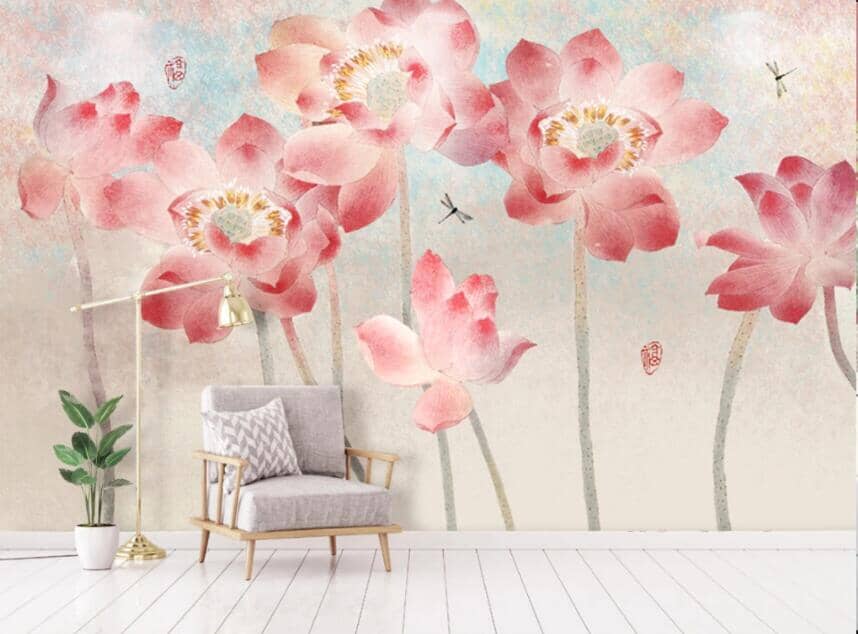 3D Painted Lotus 1500 Wall Murals Wallpaper AJ Wallpaper 2 
