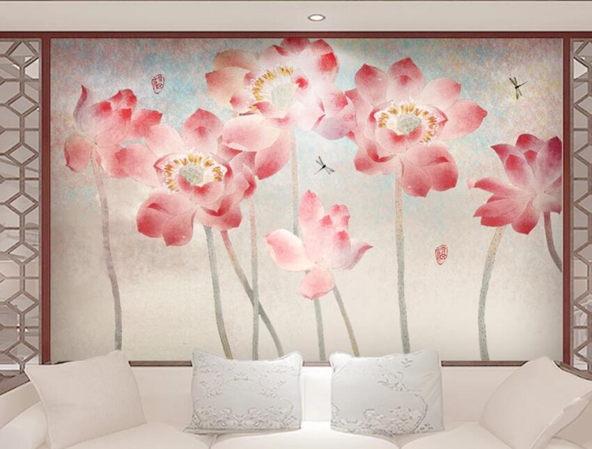 3D Pink Flowers 100 Wall Murals Wallpaper AJ Wallpaper 2 