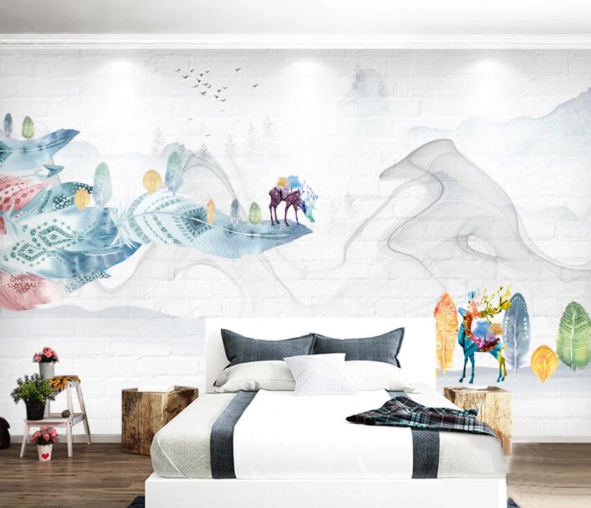 3D Little Deer Park 099 Wall Murals Wallpaper AJ Wallpaper 2 