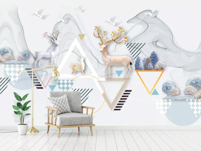 3D Geometric Elk 1494 Wall Murals Wallpaper AJ Wallpaper 2 