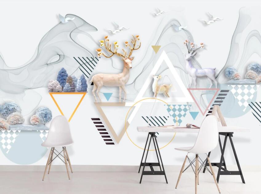3D Cute Deer 094 Wall Murals Wallpaper AJ Wallpaper 2 