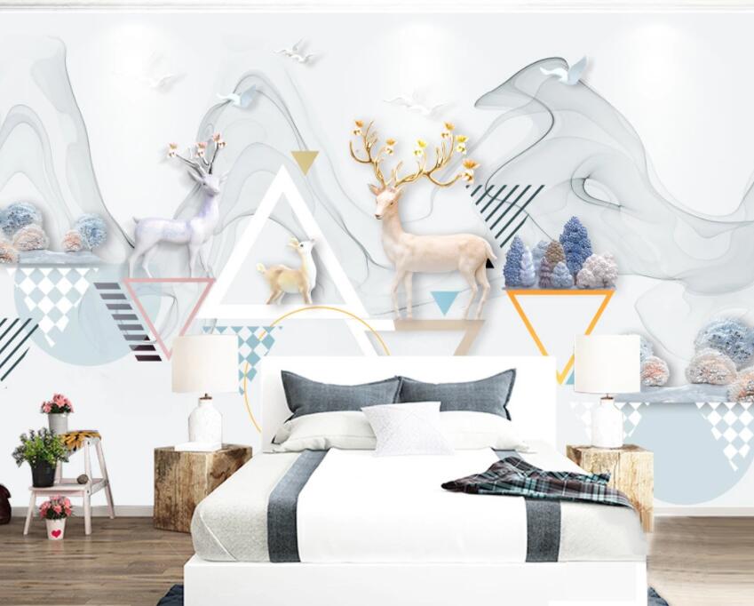 3D Cute Deer 094 Wall Murals Wallpaper AJ Wallpaper 2 