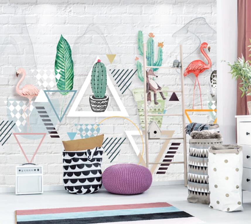 3D Plant Flamingo 093 Wall Murals Wallpaper AJ Wallpaper 2 