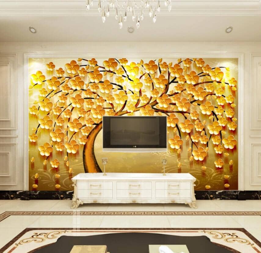 3D Golden Leaves 1477 Wall Murals Wallpaper AJ Wallpaper 2 