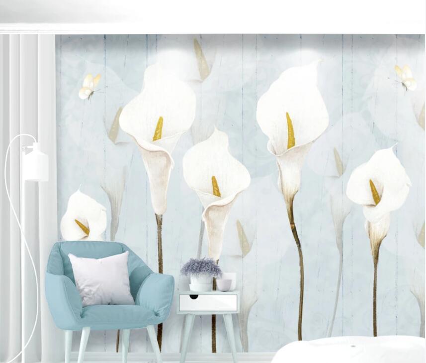 3D White Flowers 073 Wall Murals Wallpaper AJ Wallpaper 2 