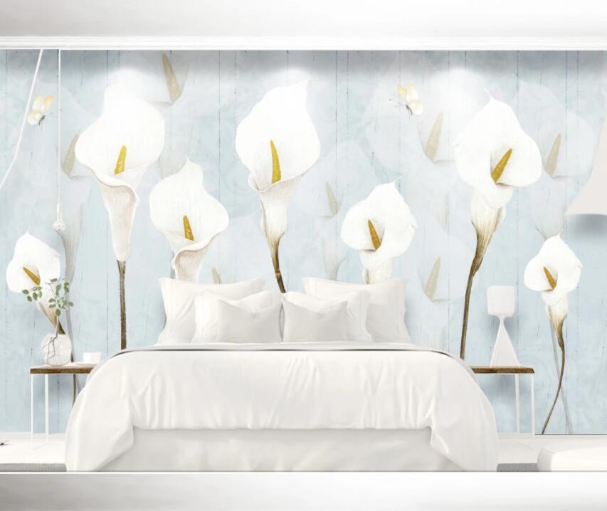 3D White Flowers 073 Wall Murals Wallpaper AJ Wallpaper 2 