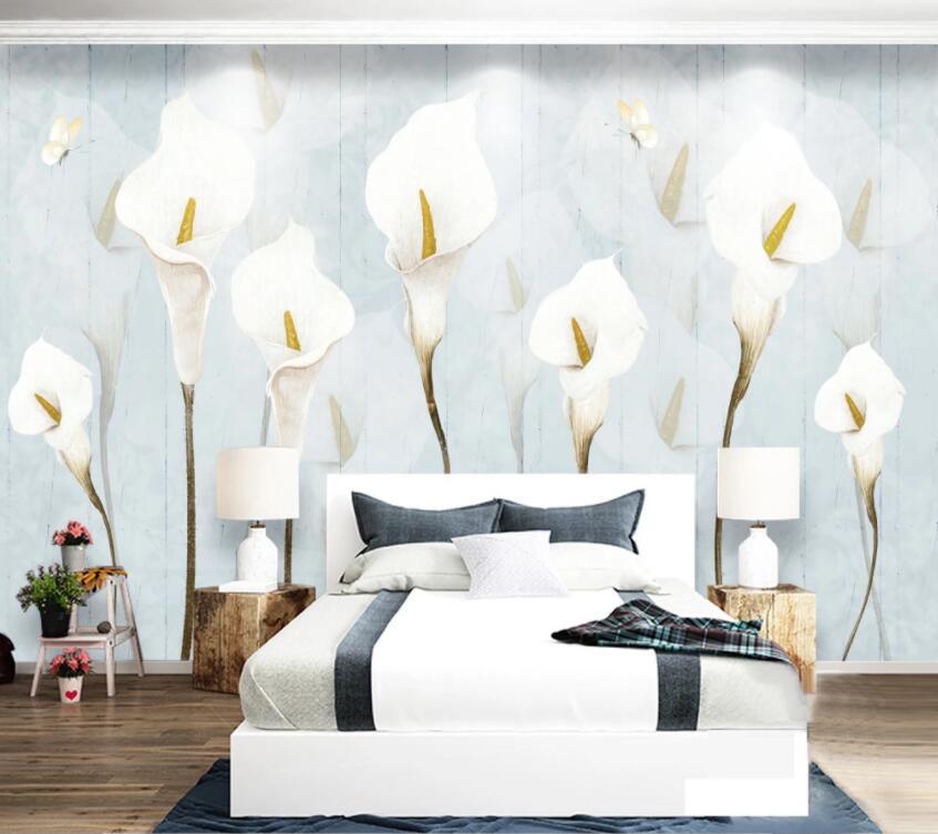 3D White Flowers 073 Wall Murals Wallpaper AJ Wallpaper 2 