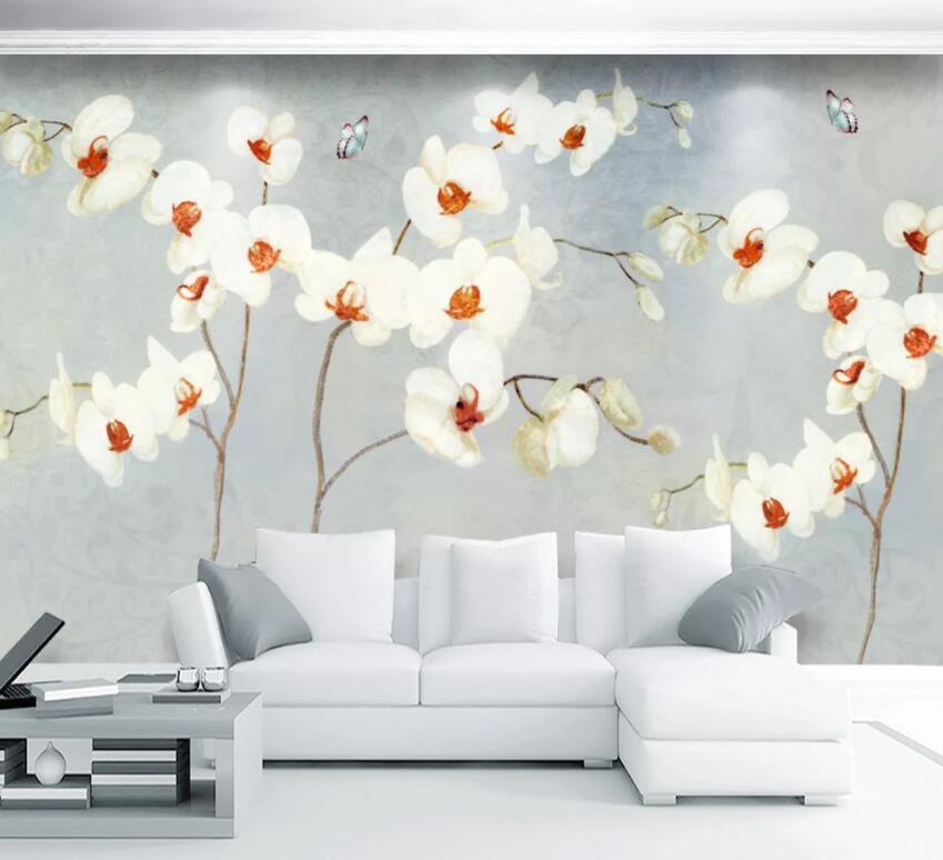 3D White Flowers 070 Wall Murals Wallpaper AJ Wallpaper 2 