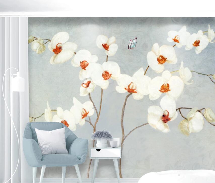 3D White Flowers 070 Wall Murals Wallpaper AJ Wallpaper 2 