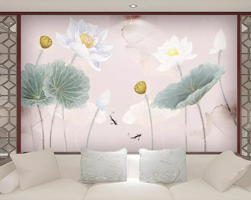 3D Lotus Pond 061 Wall Murals Wallpaper AJ Wallpaper 2 