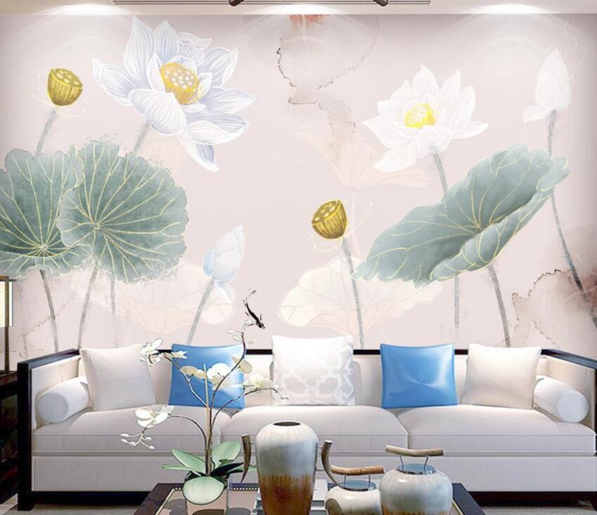 3D Lotus Pond 061 Wall Murals Wallpaper AJ Wallpaper 2 