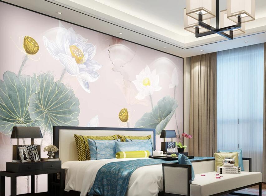 3D Lotus Pond 061 Wall Murals Wallpaper AJ Wallpaper 2 