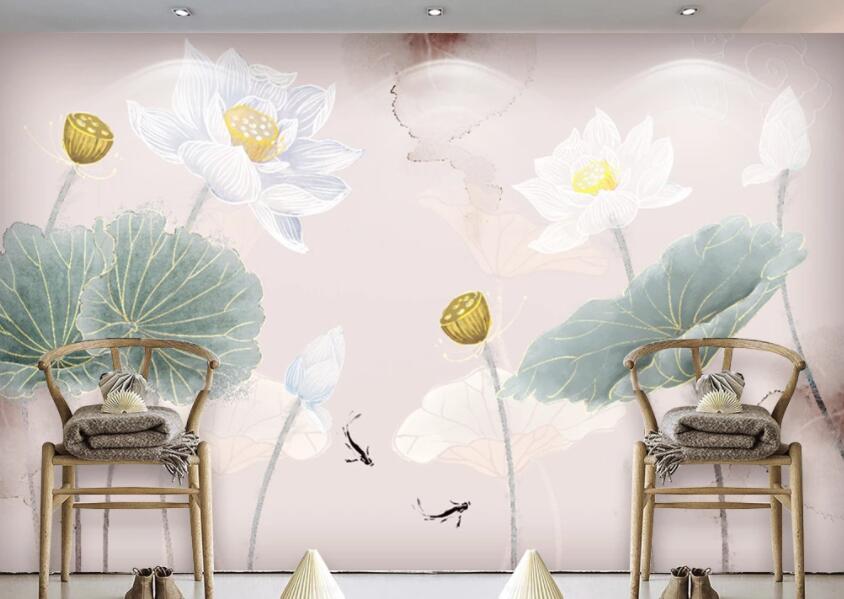 3D Lotus Pond 061 Wall Murals Wallpaper AJ Wallpaper 2 