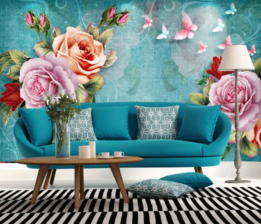 3D Colored Flowers 057 Wall Murals Wallpaper AJ Wallpaper 2 