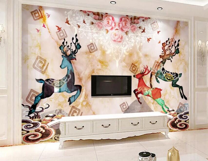 3D Color Deer 1454 Wall Murals Wallpaper AJ Wallpaper 2 