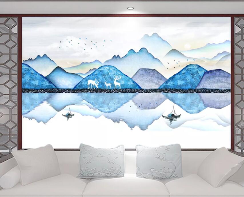 3D River Boat 049 Wall Murals Wallpaper AJ Wallpaper 2 