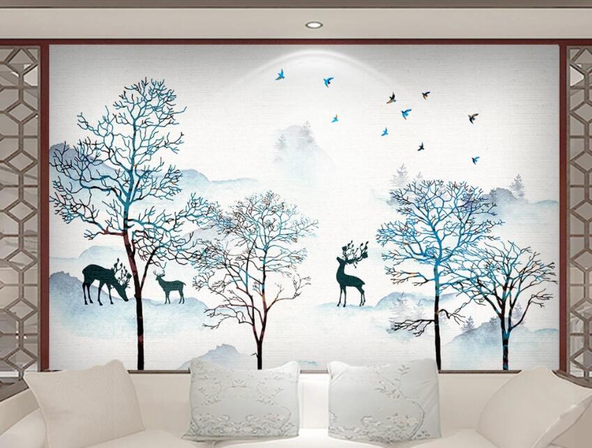 3D Deer Forest 1433 Wall Murals Wallpaper AJ Wallpaper 2 
