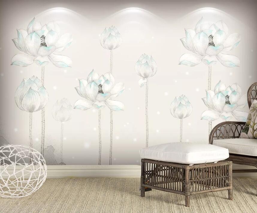 3D Lotus 1313 Wall Murals Wallpaper AJ Wallpaper 2 