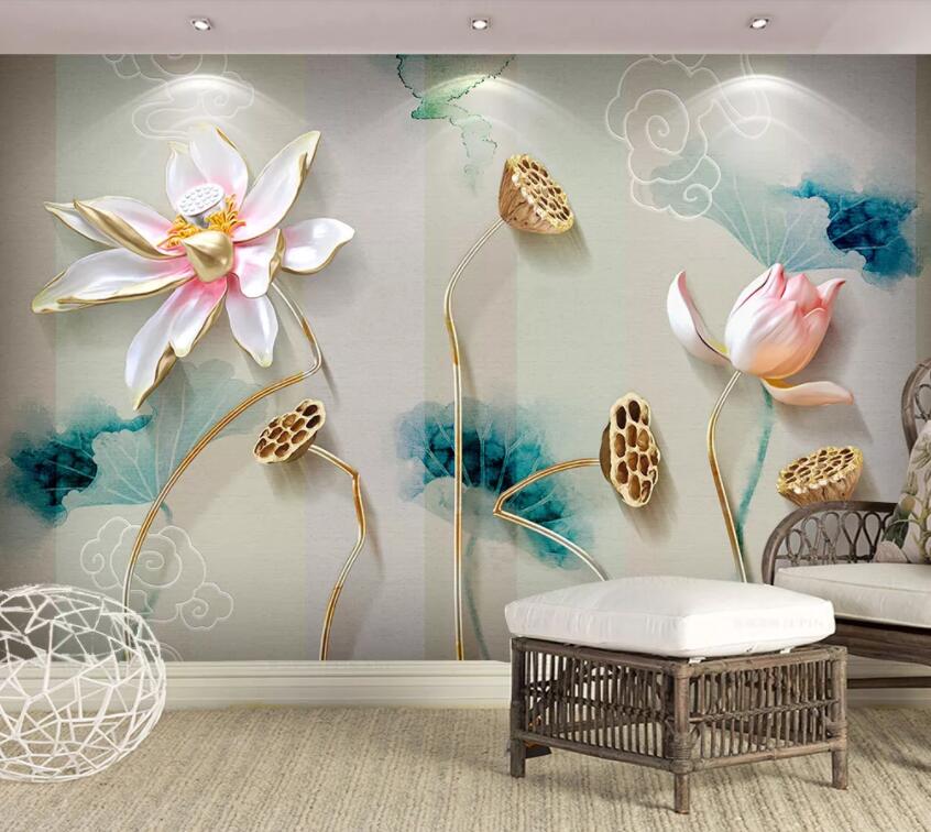 3D Lotus 1311 Wall Murals Wallpaper AJ Wallpaper 2 