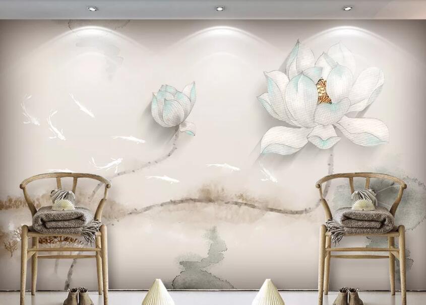 3D Lotus 1307 Wall Murals Wallpaper AJ Wallpaper 2 