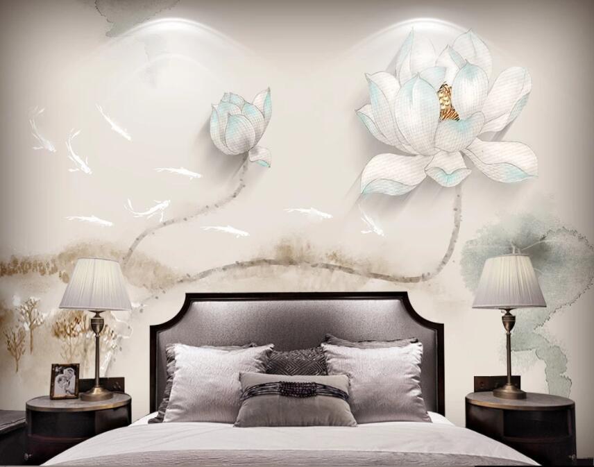 3D Lotus 1307 Wall Murals Wallpaper AJ Wallpaper 2 