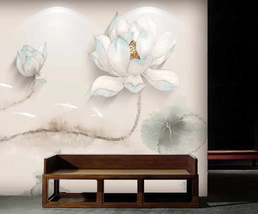 3D Lotus 1307 Wall Murals Wallpaper AJ Wallpaper 2 