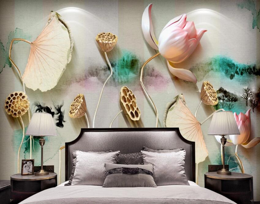 3D Lotus 1298 Wall Murals Wallpaper AJ Wallpaper 2 