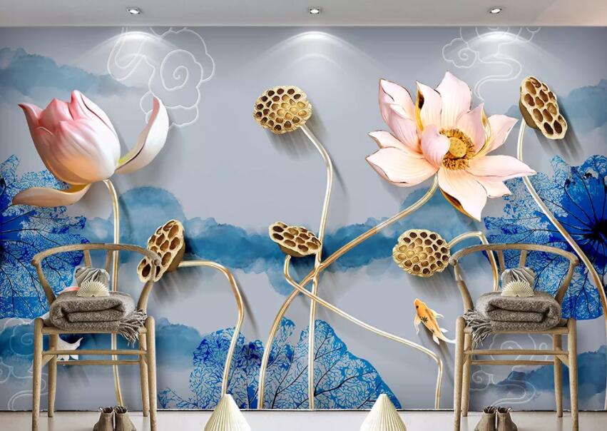 3D Lotus 1265 Wall Murals Wallpaper AJ Wallpaper 2 