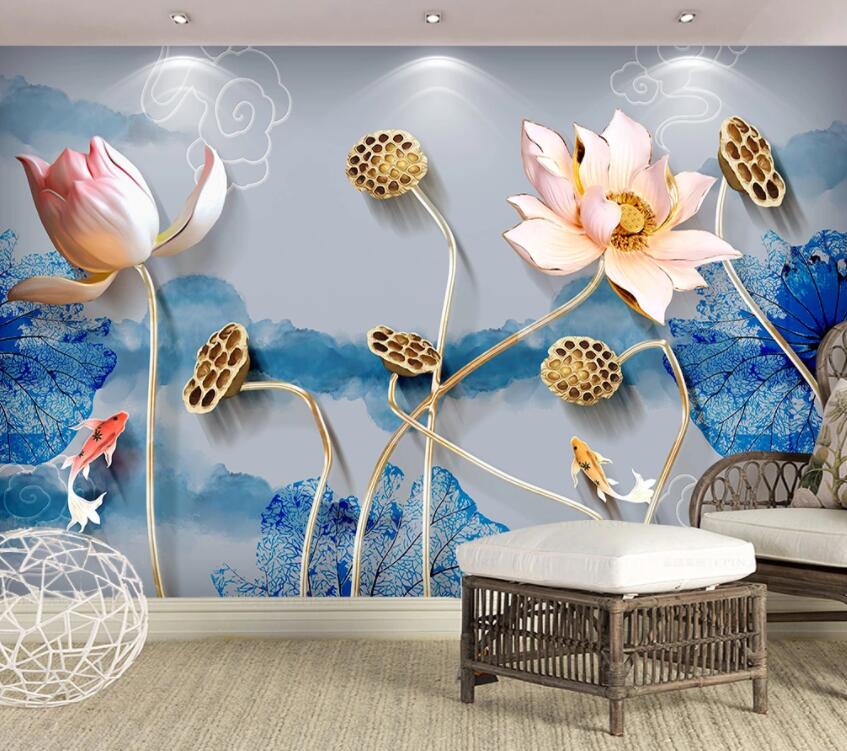 3D Lotus 1265 Wall Murals Wallpaper AJ Wallpaper 2 