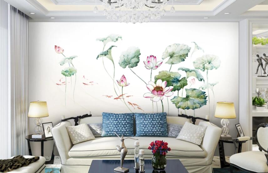 3D Lotus Pond 356 Wall Murals Wallpaper AJ Wallpaper 2 