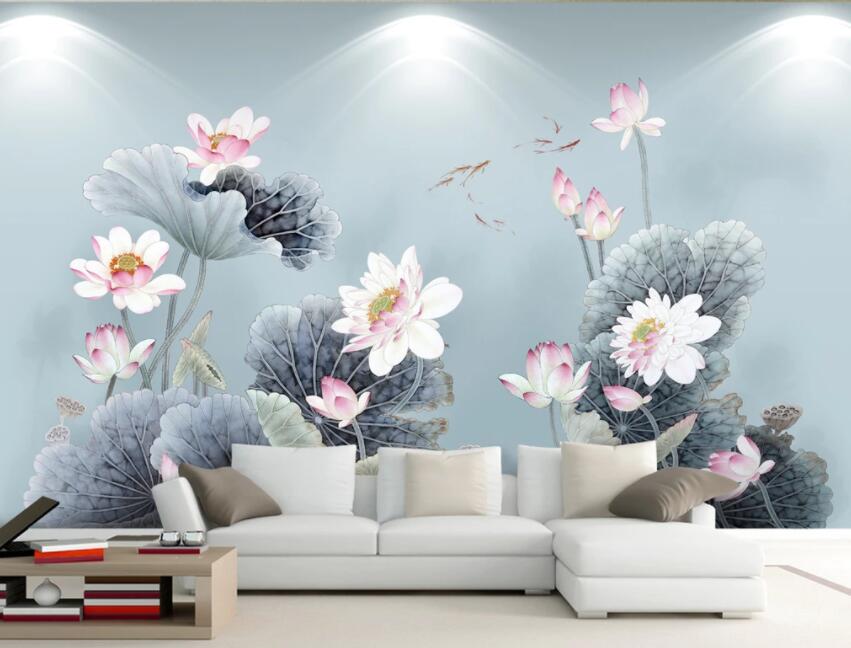 3D Goldfish Lotus 171 Wall Murals Wallpaper AJ Wallpaper 2 