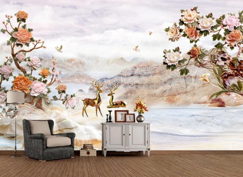 3D River Fawn 1551 Wall Murals Wallpaper AJ Wallpaper 2 