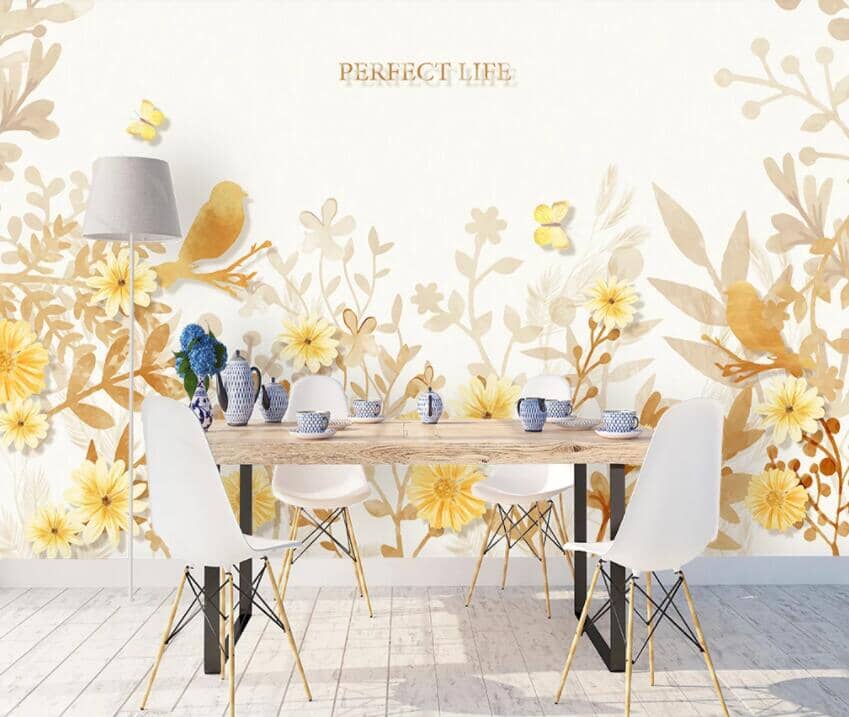 3D Yellow Flowers 1883 Wall Murals Wallpaper AJ Wallpaper 2 