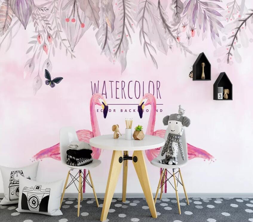 3D Pink Flamingo 1871 Wall Murals Wallpaper AJ Wallpaper 2 