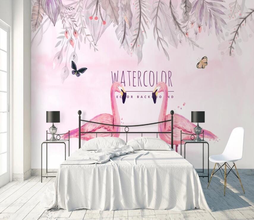 3D Pink Flamingo 1871 Wall Murals Wallpaper AJ Wallpaper 2 