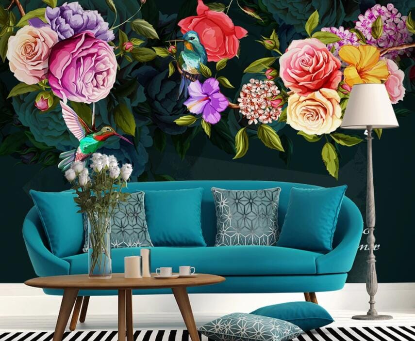 3D Colored Flowers 1870 Wall Murals Wallpaper AJ Wallpaper 2 
