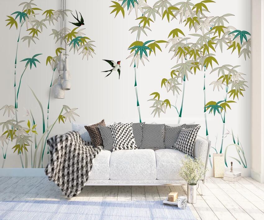 3D Bamboo Swallow 531 Wall Murals Wallpaper AJ Wallpaper 2 