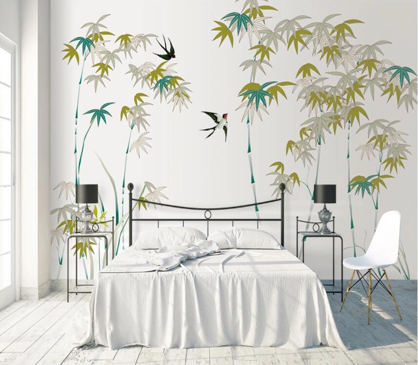 3D Bamboo Swallow 531 Wall Murals Wallpaper AJ Wallpaper 2 